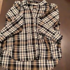 Loft, M, plaid blouse